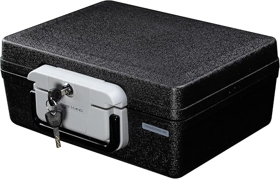 Genie Hand | Fireproof Portable Briefcase Safe Box Certified LFS30 and Waterproof IPX6 Safety Box with Keys and B-Class Lock