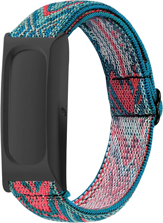 Google Fitbit Air対応ゴムバンド。ナイロンスポーツウォッチストラップ、通気性のあるソフト編組交換用リストバンド、取り付けが簡単、サイズ調整可能。