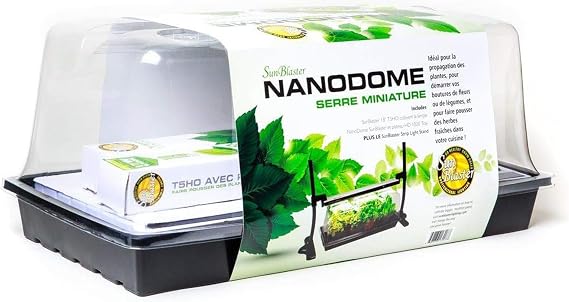SunBlaster SL1600207 T5HO Mini Greenhouse Kit with Light Stand & Double-Thick Tray for Flowers, Herbs, and Veggie Seed Starting or Plant Propagation
