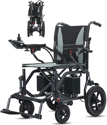 500W Dual Motor Electric Wheelchair for Adults, Lightweight Foldable Power Wheelchair, All-Terrain Motorized Wheelchair for Seniors with 300 lbs Weight Capacity, Airline Approved