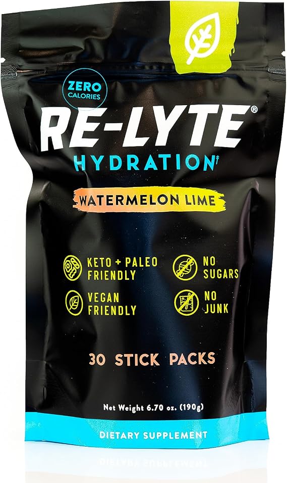 REDMOND Re-Lyte Sugar Free Electrolyte Powder Packets-Watermelon Lime 30ct | Zero Sugar Electrolytes, Hydration Packets