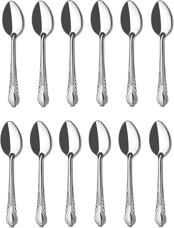 Teaspoon Small 12 Pieces Demitasse Spoons Mirror Polished Flatware Set Stainless Steel Dishwasher Safe