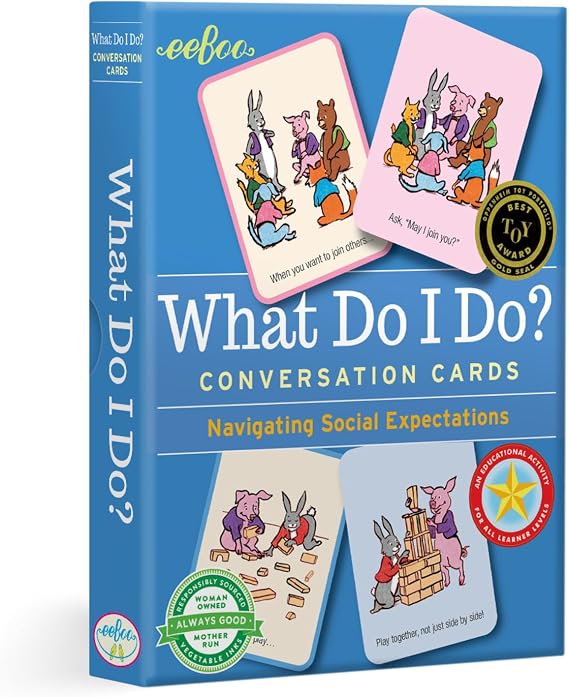 eeBoo: What Do I Do - 48 Conversation Flashcards, Develops Empathy Through Friendly Illustrations of Social Situations, Develop Social and Emotional Intelligence, for Ages 3 and up