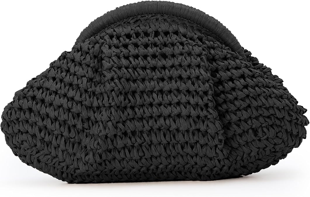 Emprier Dumpling Straw Clutch Purse for Women Cloud Purse Crossbody Shoulder Handbag Summer Beach Woven Bag