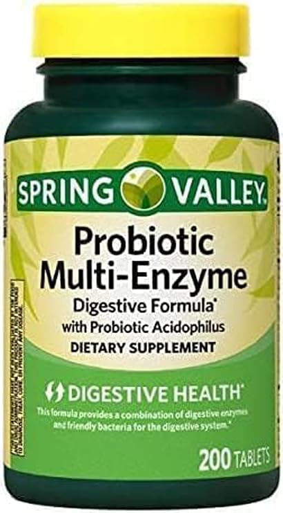 Spring Valley Probiotic Multi-Enzyme Digestive Formula Tablets, 200 Count