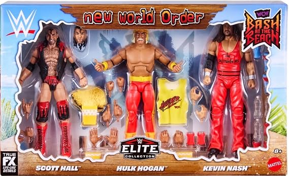 Mattel WWE Bash at the Beach 3-Pack Hulk Hogan, Scott Hall & Kevin Nash Elite Collection Series The New World Order Nwo Wrestling Action Figure Toy Wrestlers