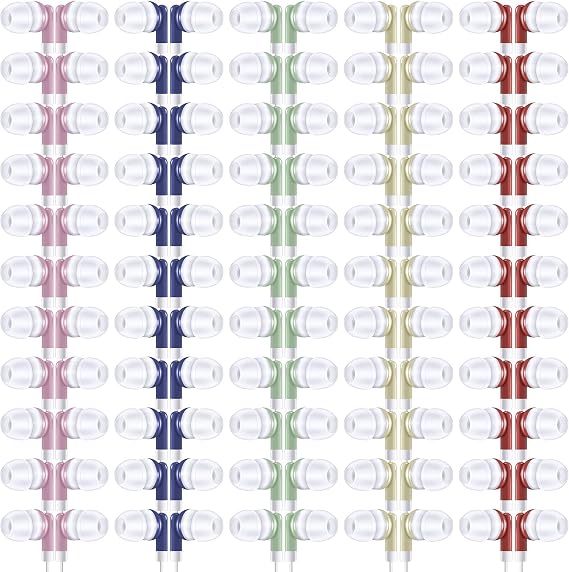 Konohan 100 Pack Wired Earbuds Bulk, Mixed Colors