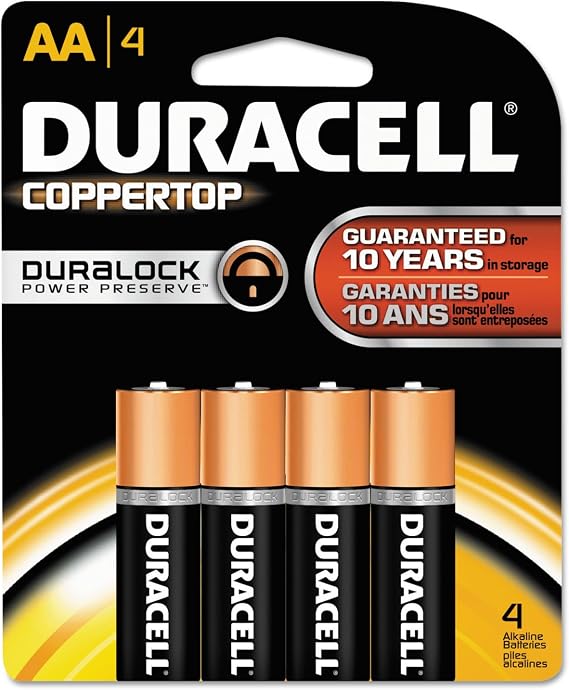 CopperTop Alkaline Batteries, Duralock Power Preserve Technology, AA, 4 Pack, Sold as 1 Package