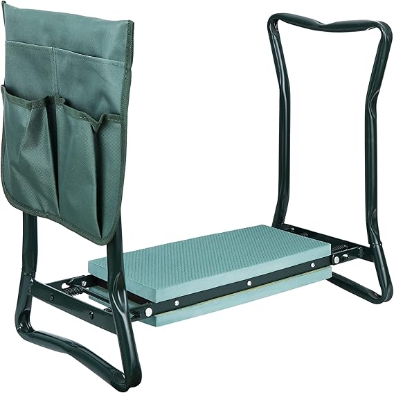 Nouva Garden Kneeler Seat with Free Tool Pouch,Foldable Steel Garden Bench with Widen Soft EVA Foam Great Tools for Gardeners Protect Your Knees