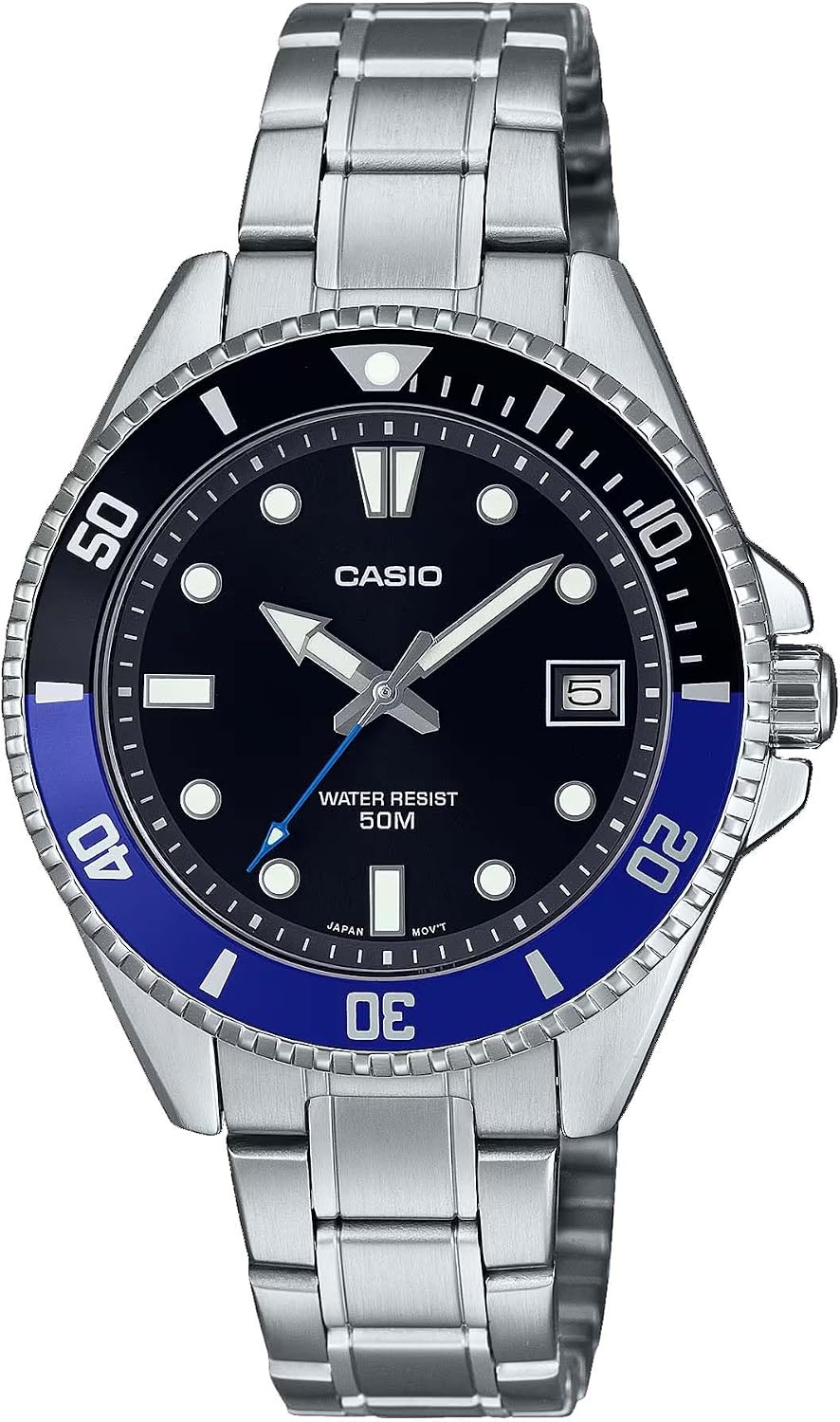 Casio MDV10D-1A2V Uni Dive Style 38mm Stainless Steel Black Dial Sport Watch BlackBlue, Black, Classic, Black, Classic