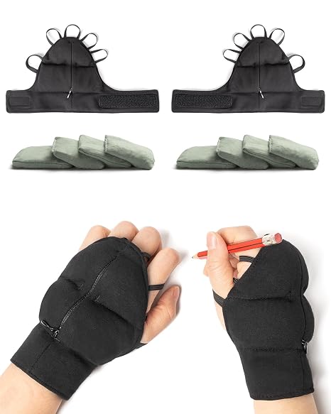 Weighted Gloves for Tremors-Adjustable Hand Gloves Stability Aid for Parkinson's Hand Tremors, Enhanced Grip & Writing Support for Elderly (Set Small)