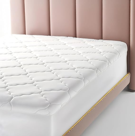 Micropuff Fitted Mattress Pad - Queen Size (60" x80") Mattress Pad - Soft and Comfortable Fitted Mattress Protector - Mattress Cover Stretches 15 to 18 Inches Deep - Easy to Wash