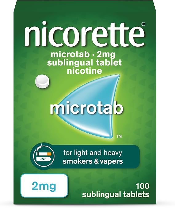 Nicorette Microtab 2 mg Tablets Quit Smoking Stop Smoking Aid, 100 count