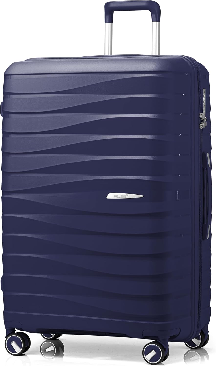 Large Hard Shell Suitcase| Luggage | Lightweight Suitcase | Aluminum Telescopic Handle | TSA 3 Digit Combination Lock | 4 Dual Spinner Wheels. Blue, Large 28''