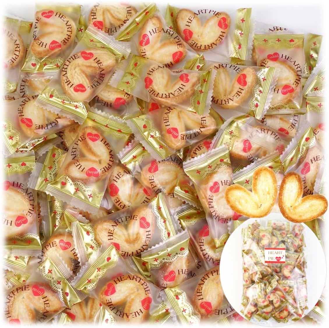 Heart Pie Small Bags, 80 Pieces Choose Quantity, Maximum Approx. 400 Small Bags, Mini Pies, Cute, Individual Packaging, Sweets, Snacks, Presents, Prizes, Events, Commercial Use Trademark