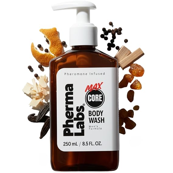 MAX CORE Savage Men's Body Wash Premium Long Lasting Cologne Scented Shower Gel, High-Concentration Pheromone Infused Luxury Body Wash for Men, Eliminates Odor (8.5 fl oz, Raw Noir)
