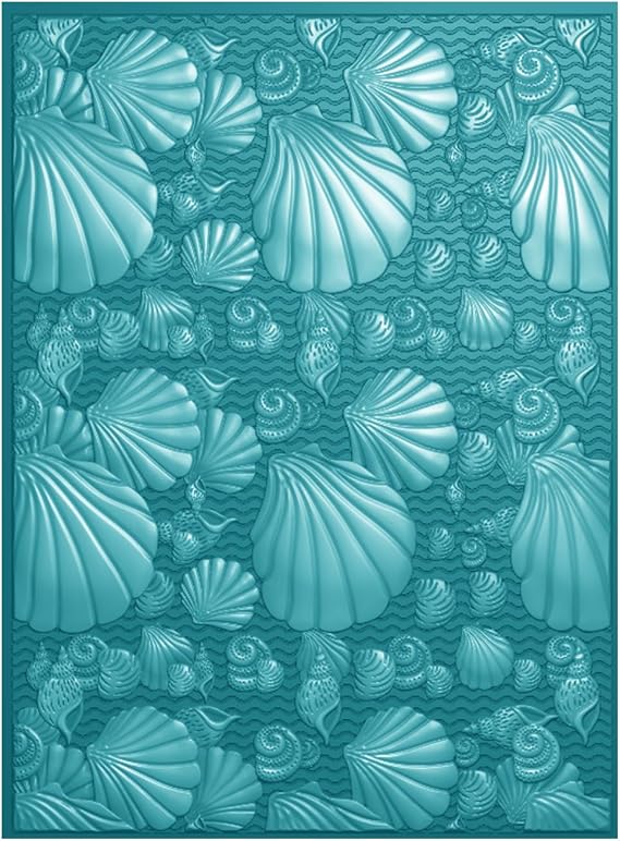 Briartw 3D Embossing Folder for Card Making,Sea Shells Clear Plastic Texture Fades Embossing Folder Template for Scrapbooking and Other Paper Craft Album Stamps DIY Decoration