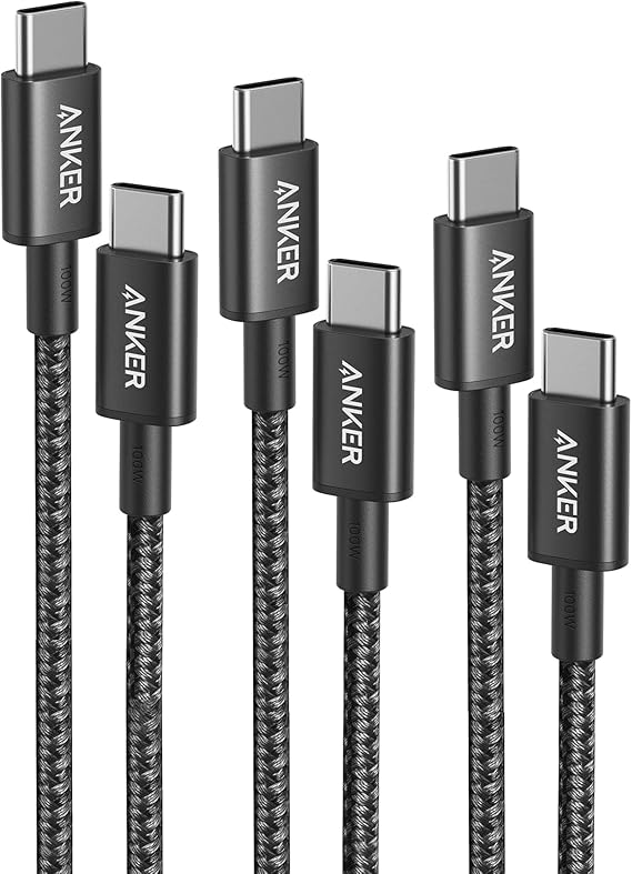 Anker USB C to USB C Cable, Type-C Charging Cord Fast Charge(1m+1.8m+3m,100W), for iPhone 17 Series, MacBook and More(Black)