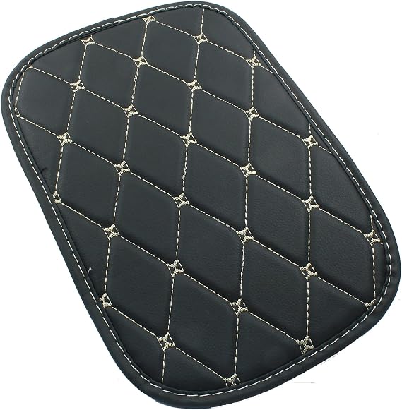 Car Center Console Cover, Black with Beige Line Trim