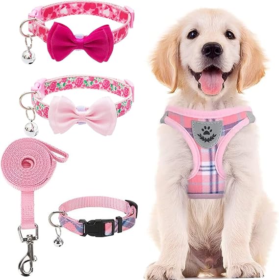 PUPTECK Adjustable Pet Harness Collar and Leash Set