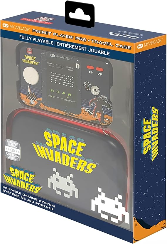 MY ARCADE DGUNL-7150 Space Invaders Pocket Player Pro Portable Game System with Carrying Case