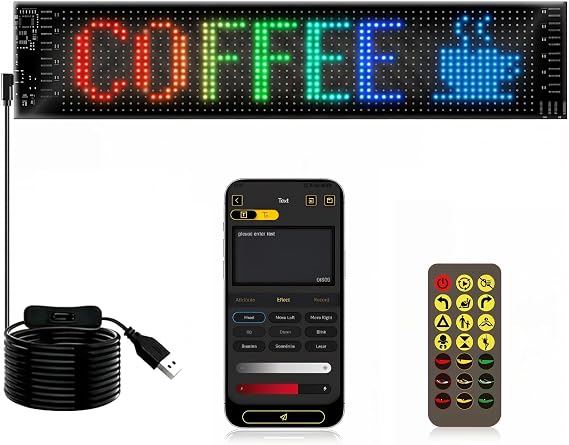 Programmable Scrolling Led Sign 15"x4"- Flexible Matrix Panel for Window