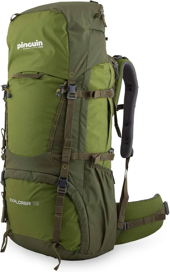 Pinguin Explorer Trekking yürüyüş sırt çantası, 75 litre, dış mekan, yüksekliği ayarlanabilir, yeşil