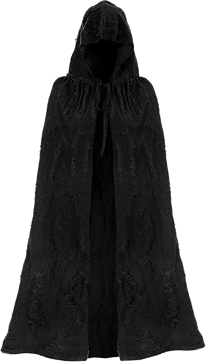 Fourluoo Halloween Tattered Cloak Grim Reaper Hooded Cape
