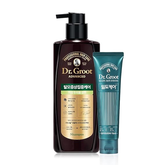 Dr. Groot Intensive Care Shampoo Set for Oily Hair (16.9fl oz) - Premium Biotin, Tea Tree, Menthol, and Dead Sea Salt Shampoo | Korean Skincare