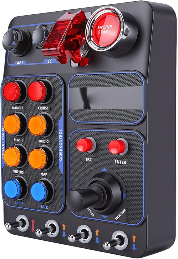 ZDAGELD 30 Programmable Options RGB Backlight USB Port Support for PC Compatible with PXN V9 GEN2 Steering Wheel Gaming Buttons Box, 7 Color Light Effect, Supports for Farming