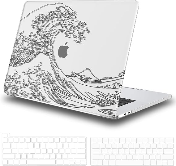 iLeadon for MacBook Pro 13 inch Case M2 2022, 2021, 2020-2016 Release A2338 M1/A2289/A2251/A2159/A1989/A1706/A1708, Matte Plastic Hard Shell Case+Keyboard Cover+Screen Protector, Sea Wave Clear