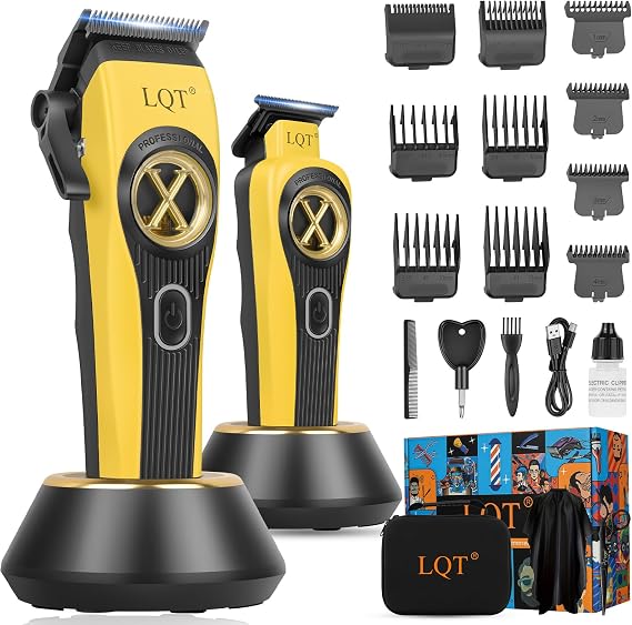 Professional Hair Clippers for Men Rechargeable - 9000 RPM Cordless Barber Clippers Set with Trimmer, Case & Powerful Motor for Home & Salon Hair CuttingIdeal Gift for Father's Day