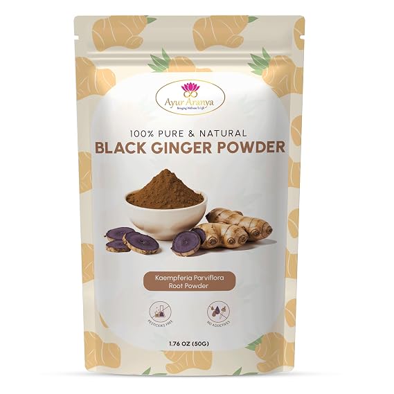 Ayur Aranya 100% Pure Black Ginger Powder 50g Kaempferia Parviflora Root Powder Natural Stamina & Energy Booster Premium Quality, No Preservatives Mix with Water, Juices, Smoothies or Tea