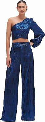 Metallic Plisse Pant