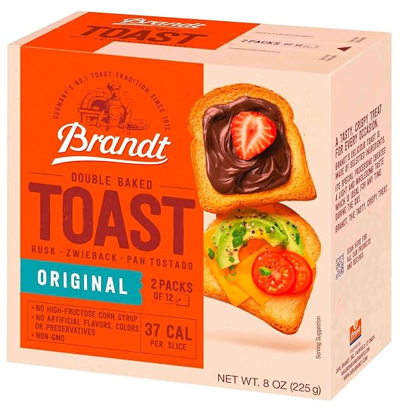 Brandt Zwieback Rusk | Sweetened Crispy Bread | Perfect for Teething Children | Enjoy With Sweet or Savory toppings | 8 oz