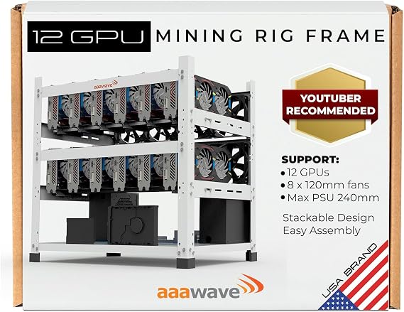 AAAwave 12GPU Mining Rig - Sluice V2 Open Frame Case - White