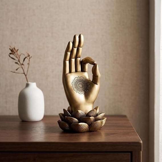 ZOEJADE 8 Buddha Hand and Lotus Statue Zen Decor for Yoga Meditation Home