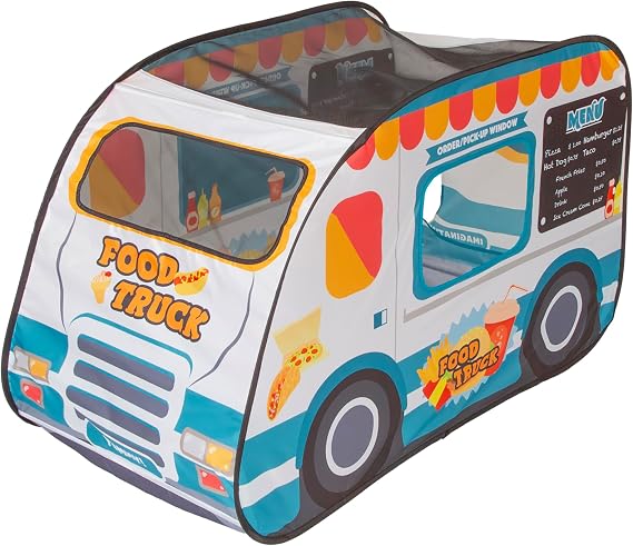 Pacific Play Tents Food Truck Pop-Up Tent (67150) - Indoor/Outdoor Pop-up Playhouse for Toddler & Kids Easy Setup