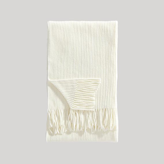 Bebejan Chenille Throw Blankets, Soft Fluffy Chenille Throw Blanket with Decorative Tassel Fringe for Home Decor Sofa Couch Bed Gift 50" W x 60" L (Ivory)
