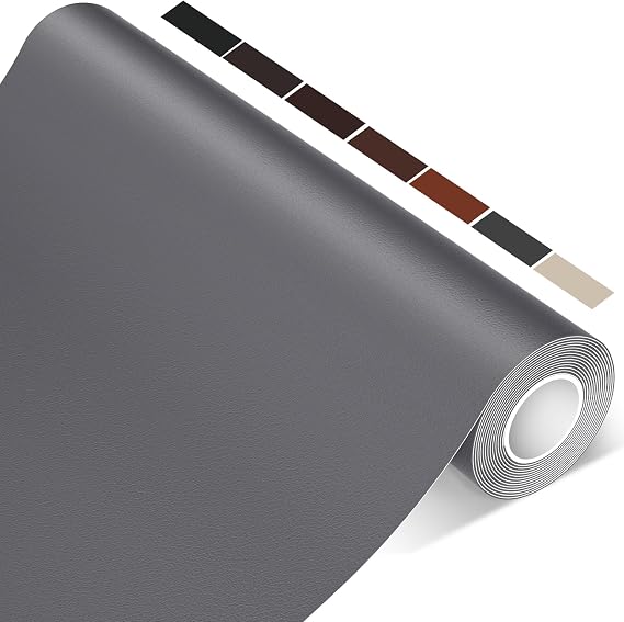 Leather Repair Patch Tape,17x60 inch Large Self Adhesive Leather Repair,Vinyl Repair Patch Kit for Couches, Car Seats, Chairs, Furniture17X60 inch,Grey