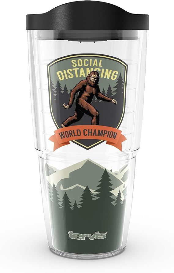 Tervis Social Distancing Yeti Made in USA Double Walled Insulated Tumbler Travel Cup Keeps Drinks Cold & Hot, 24oz, Clear