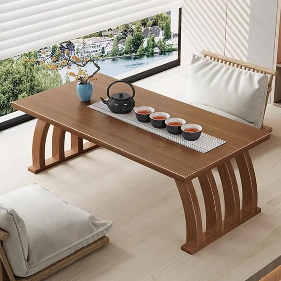 Bamboo Low Table, Japanese Style Coffee Table, Floating Seat Table, Tea Table, Compact, Durable, Zen Tea, Drink Tea, Living Room, Easy Assembly, Space Saving, Multipurpose, For Home Use