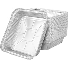 70 PCS 7 Inch Aluminium Foil Trays, 18x18x4.5cm Square Aluminium Baking Tray, Air Fryer Square Aluminium Foil Trays for Baking, Air Fryer and Cooking