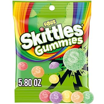 Skittles, Sour Gummies Chewy Candy Assortment, 5.8 Ounce