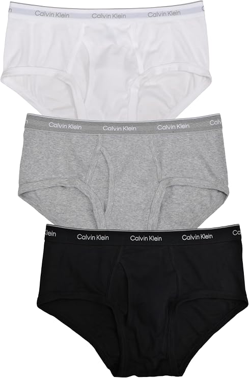 Calvin Klein Men Cotton Classics 3-Pack Brief, Black/Grey Heather/White, S
