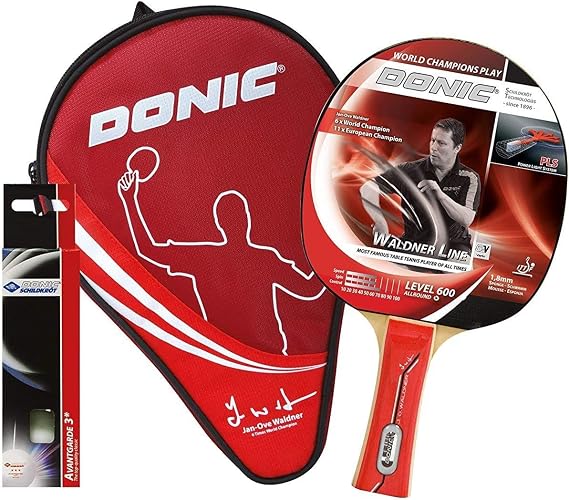 Donic-Schildkrot Table Tennis Gift Set Waldner 600, 1 Bat, 3 Balls 3*, Bat Cover, Great Set