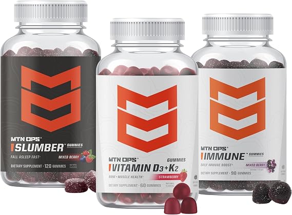 MTN OPS Slumber, Vitamin D3 + K2 & Immune Gummies Bundle