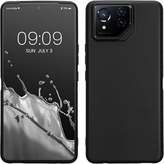 kwmobile Case for ASUS ROG Phone 8 Pro Case - Soft Cover - Shockproof TPU Material - Wireless Charging - Black Matte