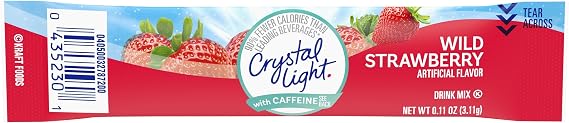 Crystal Light On The Go Drink Mix, Wild Strawberry with Caffeine, 10 Pack