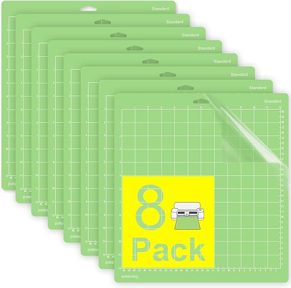 Gwybkq Cutting Mat 12"x12" Standard Grip 8 Pack, Compatible with Cricut Maker 4/Explore Air/One, Non-Slip Durable Adhesive Mats, Replacement Cutting Accessories for Die-Cutting, Quilting & Crafts